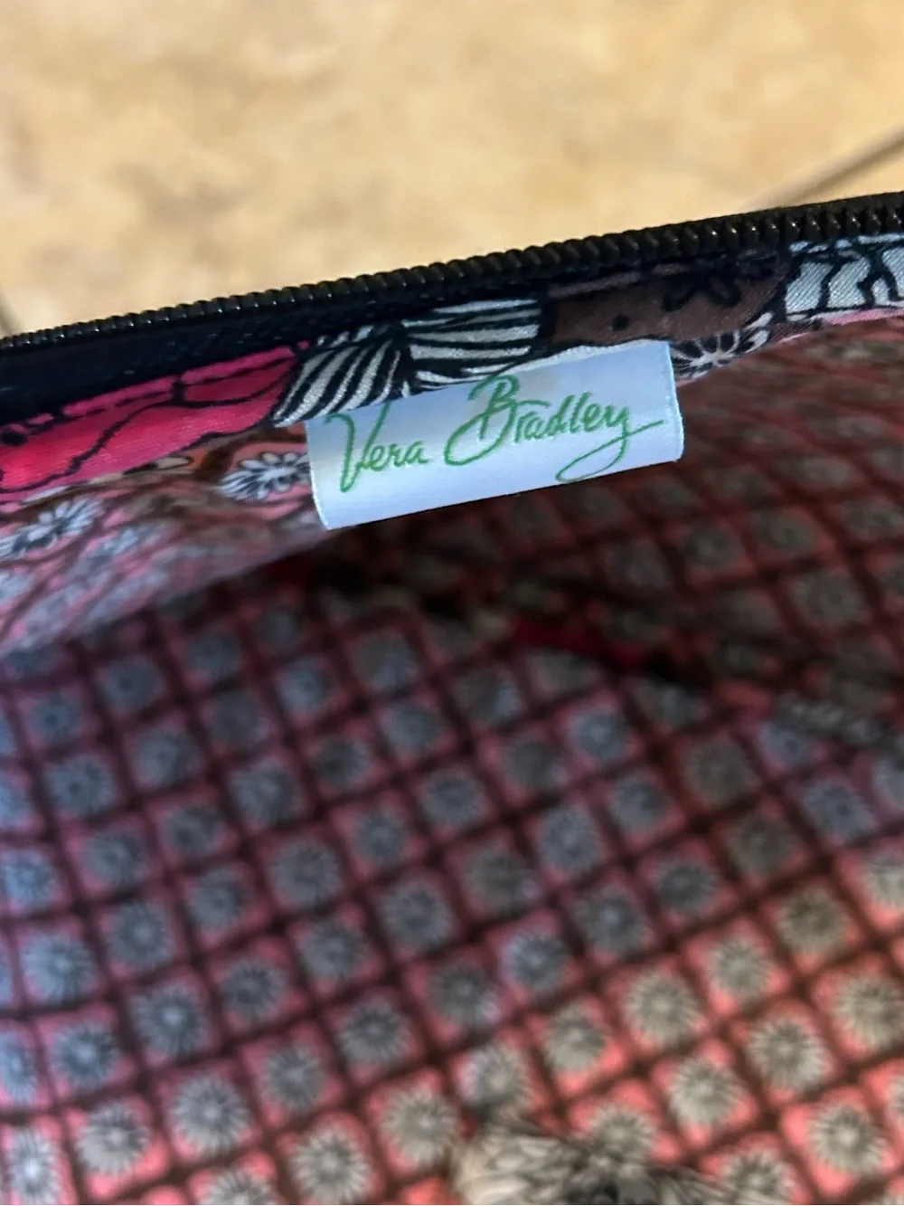 Vera Bradley Quilted Floral Laptop Sleeve in Pink, White & Brown